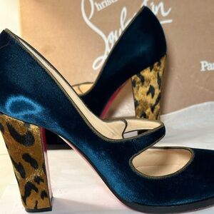 Blue Velvet Mary Jane Louboutins size 38.5 (8-8.5)